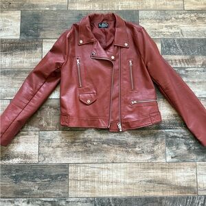 LIKE NEW LBD BY DESIGN RUST PLEATHER JACKET SIZE LARGE
